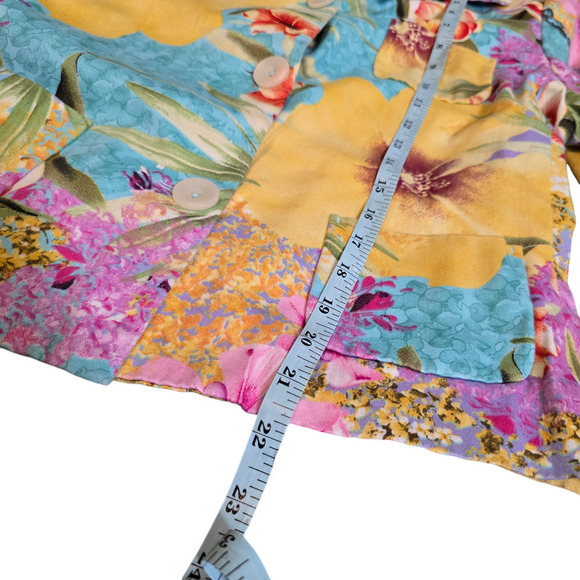 Leslie Fay Floral Cotton-Blend Blazer Size 8 Vibrant Print Button-Up Jacket - Picture 6 of 7